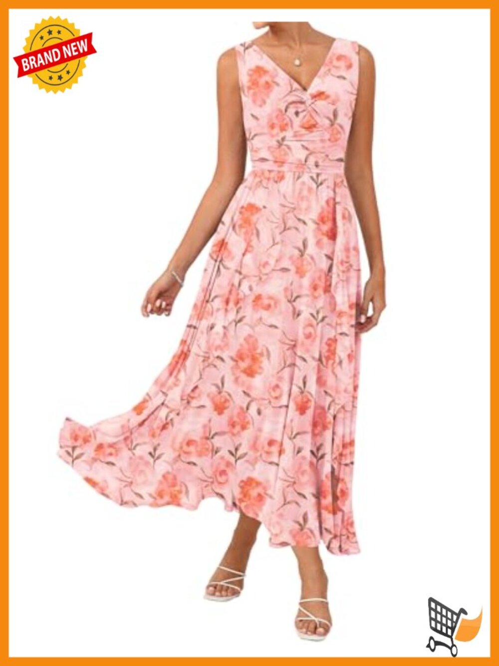 Sleeveless Floral Mesh Maxi Dress V-Neck Ruffle Wedding Guest